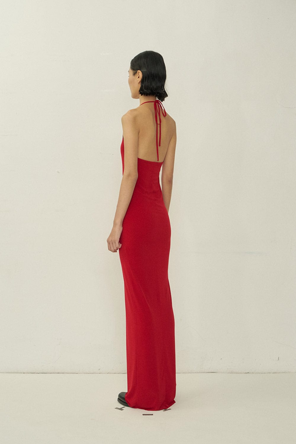 Red Skinny Apron Maxi Dress-arc us arkus-APOC STORE