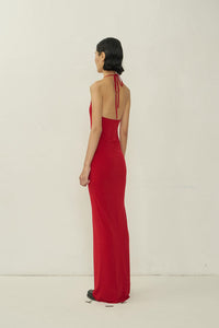 Red Skinny Apron Maxi Dress-arc us arkus-APOC STORE