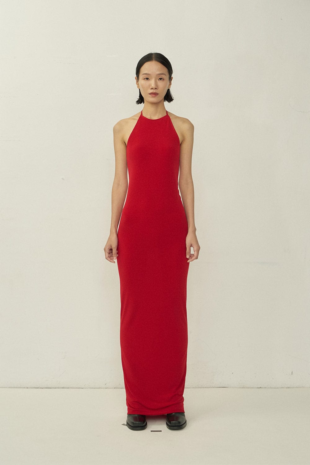 Red Skinny Apron Maxi Dress-arc us arkus-APOC STORE