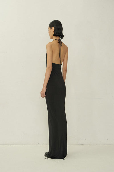 Black Skinny Apron Maxi Dress-arc us arkus-APOC STORE