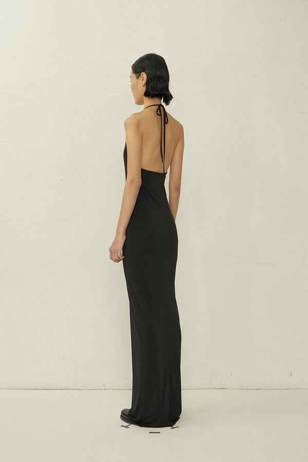 Black Skinny Apron Maxi Dress-arc us arkus-APOC STORE