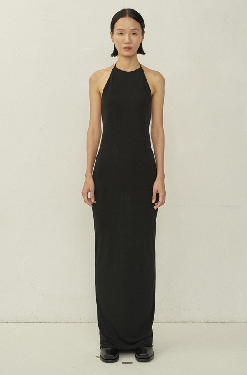 Black Skinny Apron Maxi Dress-arc us arkus-APOC STORE