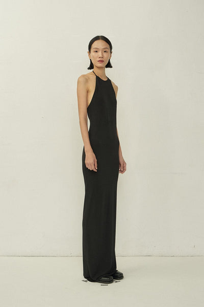 Black Skinny Apron Maxi Dress-arc us arkus-APOC STORE