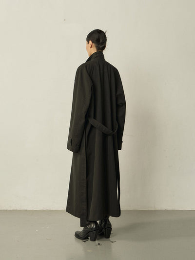 Black Cotton High-neck Coat-arc us arkus-APOC STORE
