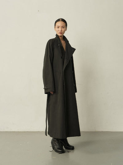 Black Cotton High-neck Coat-arc us arkus-APOC STORE