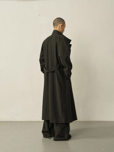 Black Cotton High-neck Coat-arc us arkus-APOC STORE