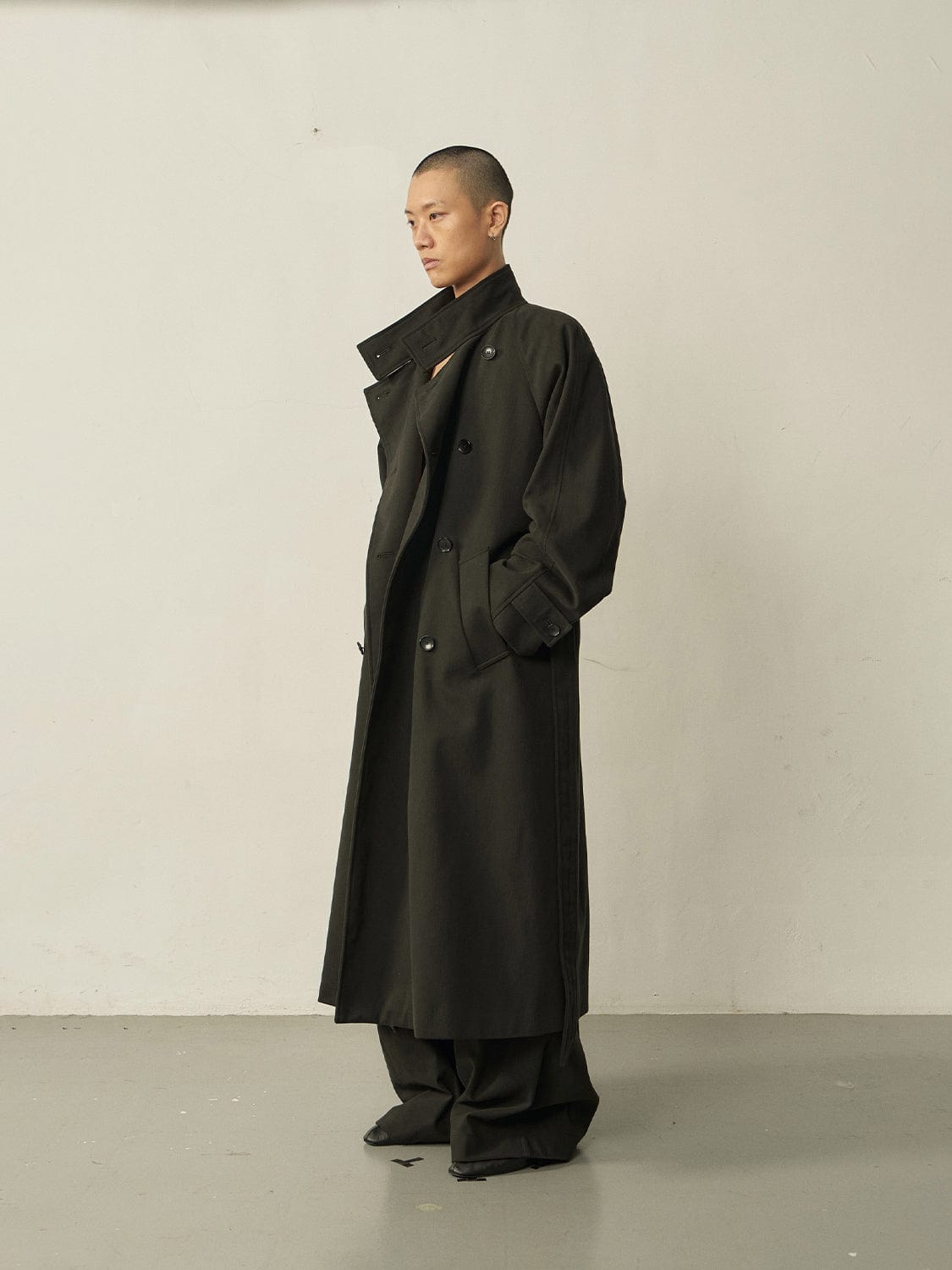 Black Cotton High-neck Coat-arc us arkus-APOC STORE