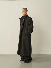 Black Cotton High-neck Coat-arc us arkus-APOC STORE