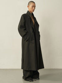 Black Cotton High-neck Coat-arc us arkus-APOC STORE