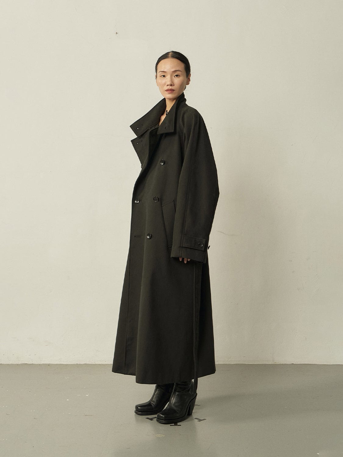 Black Cotton High-neck Coat-arc us arkus-APOC STORE