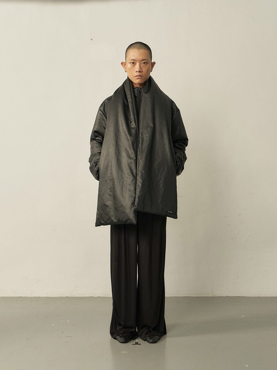 Black Leather-like Padded Scarf-arc us arkus-APOC STORE