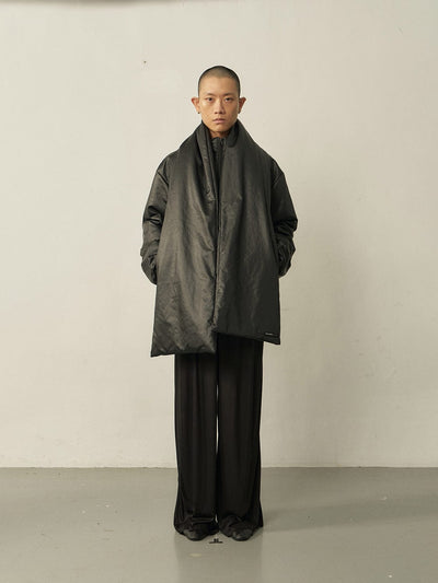 Black Leather-like Padded Scarf-arc us arkus-APOC STORE