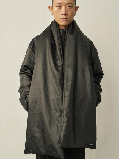 Black Leather-like Padded Scarf-arc us arkus-APOC STORE