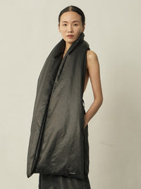 Black Leather-like Padded Scarf-arc us arkus-APOC STORE