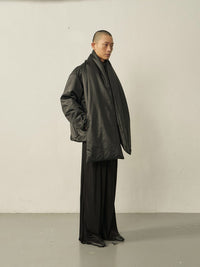 Black Leather-like Padded Scarf-arc us arkus-APOC STORE