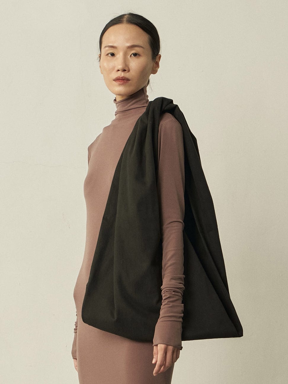 Black Cotton Twist Scarf Bag-arc us arkus-APOC STORE