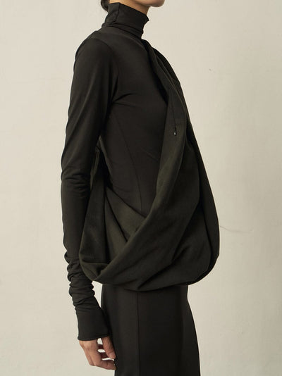 Black Cotton Twist Scarf Bag-arc us arkus-APOC STORE