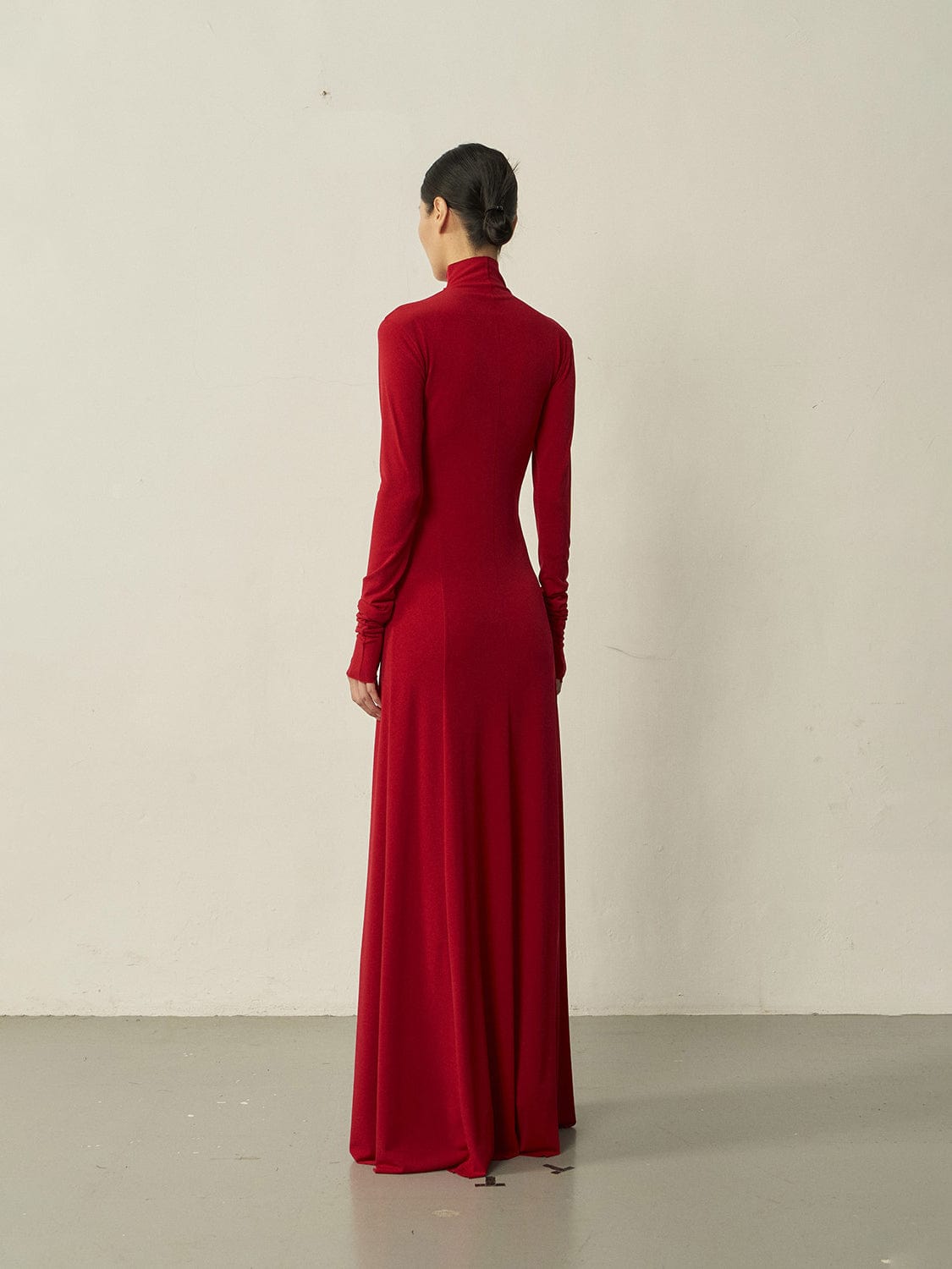 Red Maxi Flared Dress-arc us arkus-APOC STORE