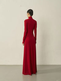 Red Maxi Flared Dress-arc us arkus-APOC STORE