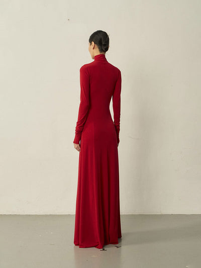 Red Maxi Flared Dress-arc us arkus-APOC STORE