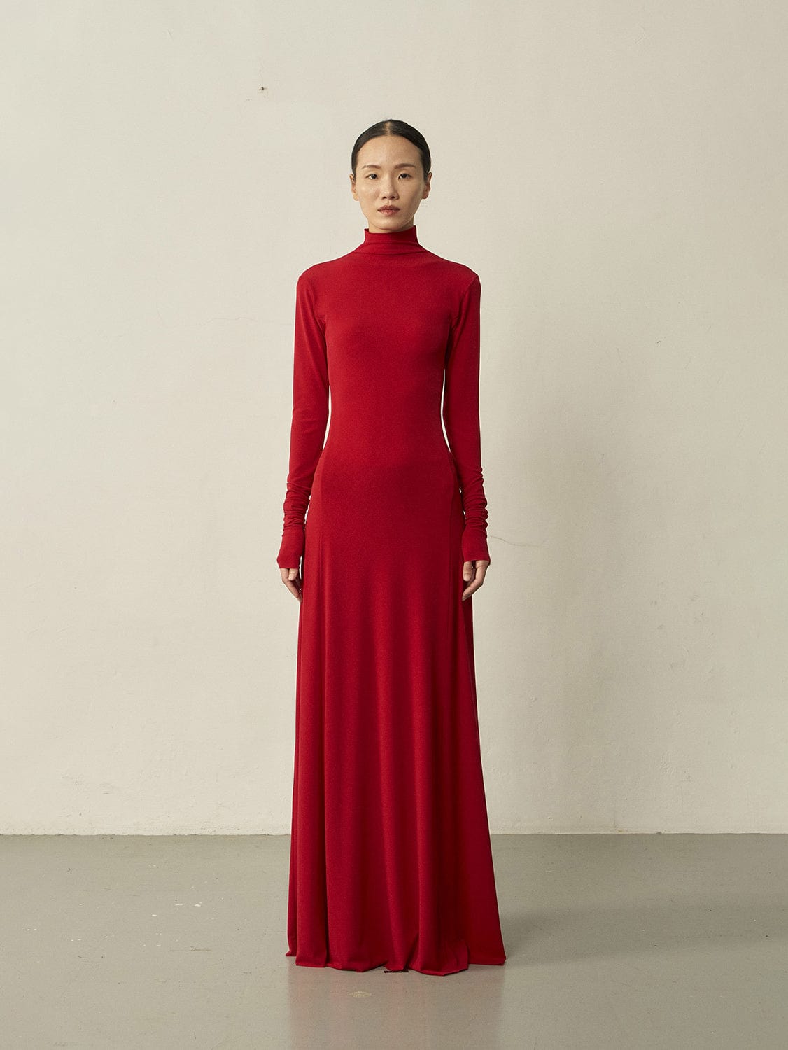 Red Maxi Flared Dress-arc us arkus-APOC STORE