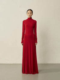 Red Maxi Flared Dress-arc us arkus-APOC STORE