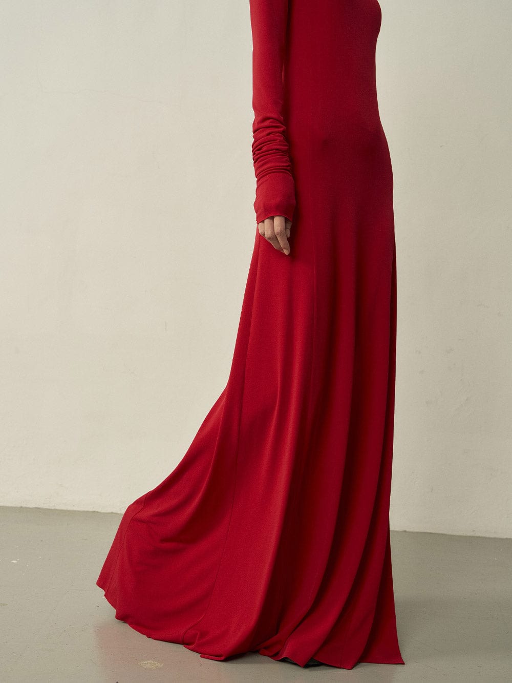 Red Maxi Flared Dress-arc us arkus-APOC STORE