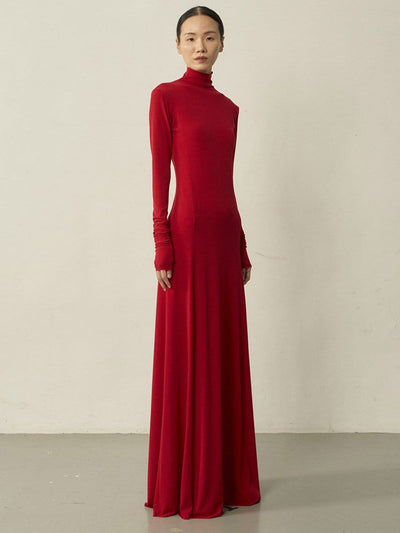 Red Maxi Flared Dress-arc us arkus-APOC STORE
