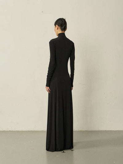 Black Maxi Flared Dress-arc us arkus-APOC STORE