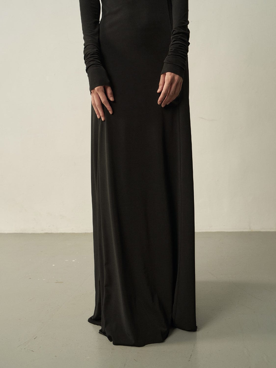Black Maxi Flared Dress-arc us arkus-APOC STORE