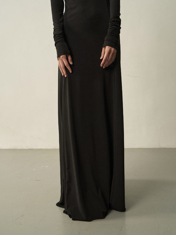 Black Maxi Flared Dress-arc us arkus-APOC STORE