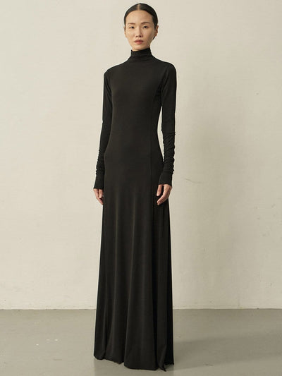 Black Maxi Flared Dress-arc us arkus-APOC STORE