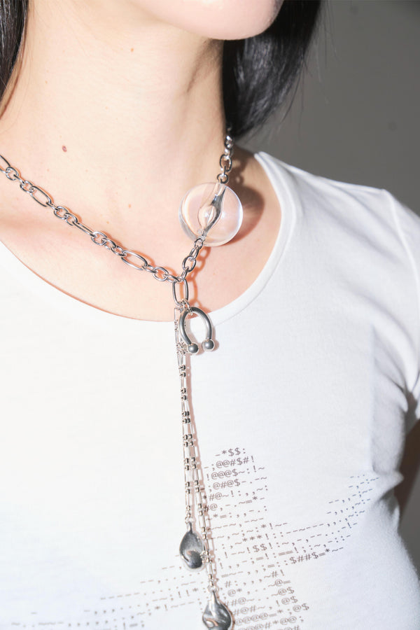 Clear Orb drop down necklace-Nibgnus-APOC STORE