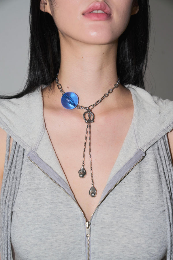 Blue Orb drop down necklace-Nibgnus-APOC STORE