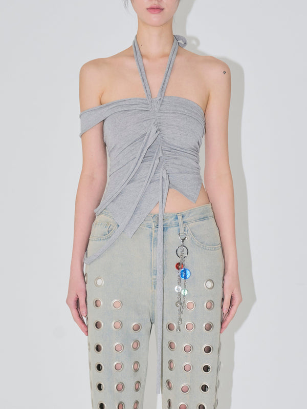 shirred strip top grey-Nibgnus-APOC STORE