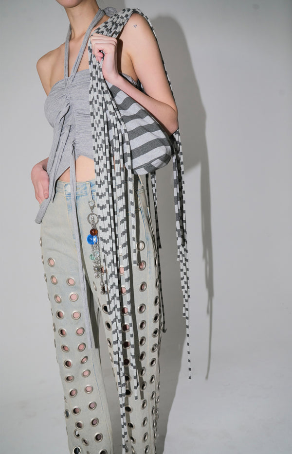 shirred strip top grey-Nibgnus-APOC STORE