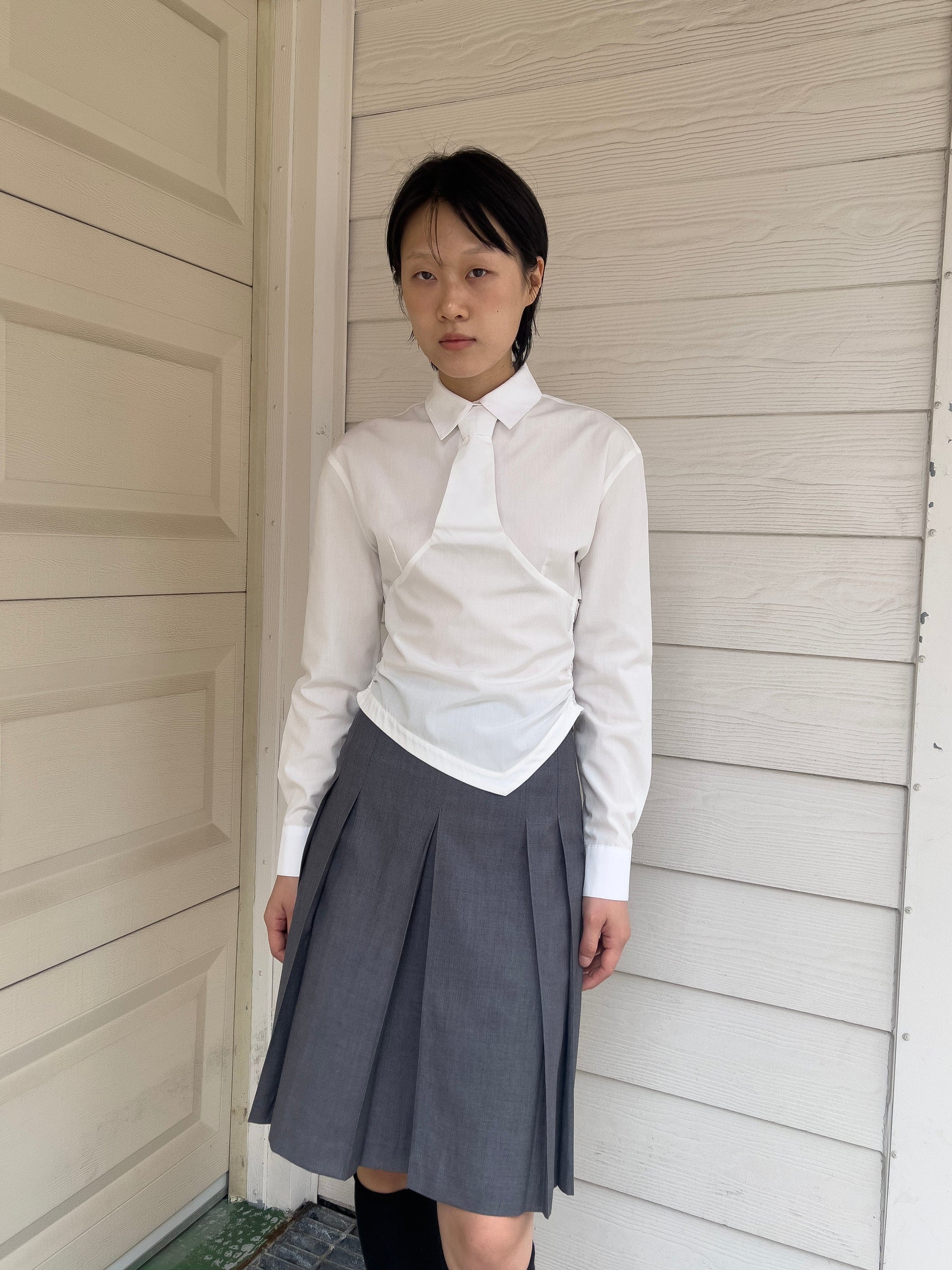 Box Pleats Skort - Gray-Julye Han-APOC STORE