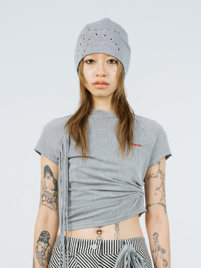 Eyelet stripe beanie lilac-Nibgnus-APOC STORE