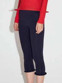 Wired hem basic leggings in Black-Sun Woo-APOC STORE