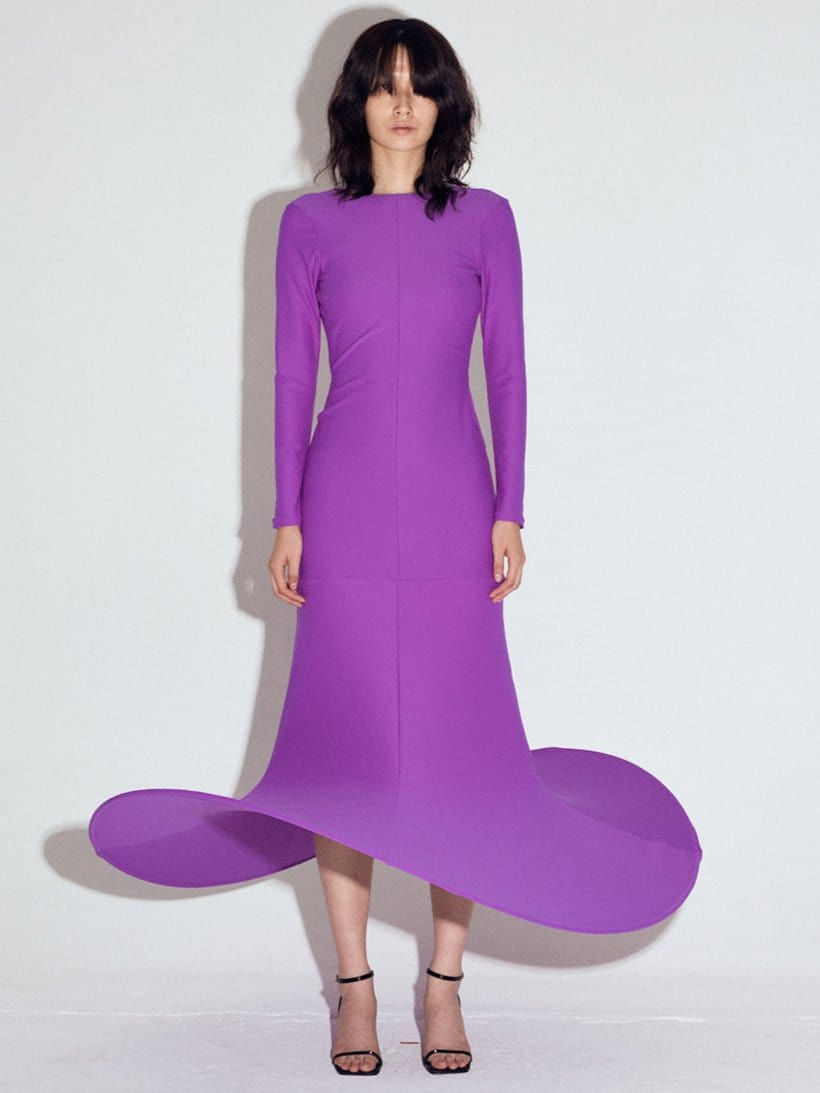 Pop-up full length dress in Violet-Sun Woo-APOC STORE
