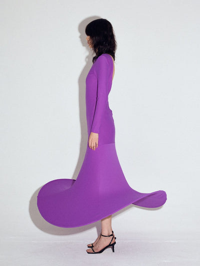 Pop-up full length dress in Violet-Sun Woo-APOC STORE