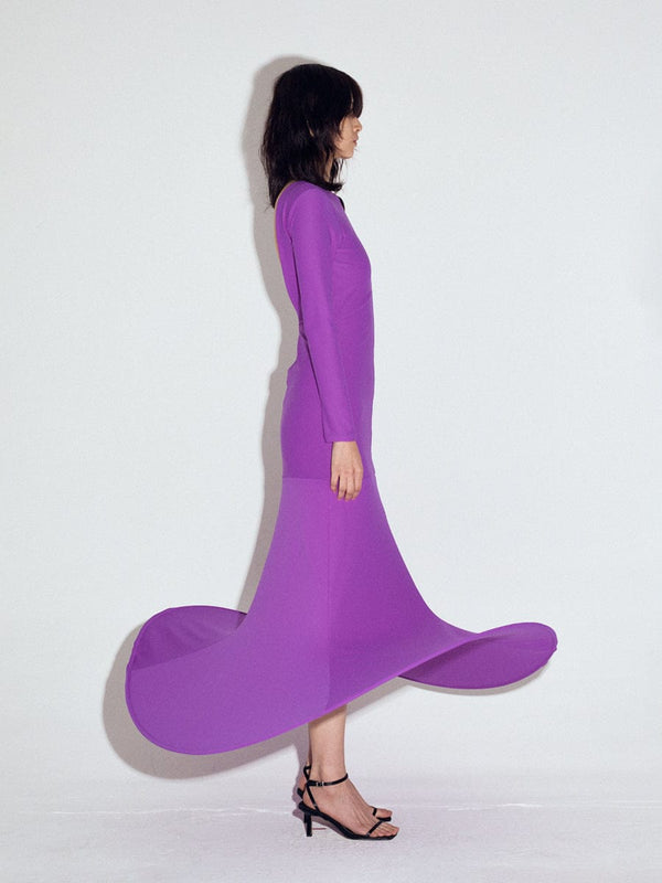 Pop-up full length dress in Violet-Sun Woo-APOC STORE