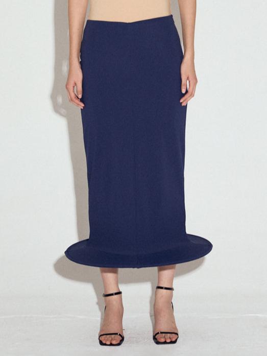 Wired hem cylinder skirt in Navy-Sun Woo-APOC STORE