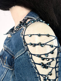 Crocheted Mini Denim Jacket-Lou de Bètoly-APOC STORE