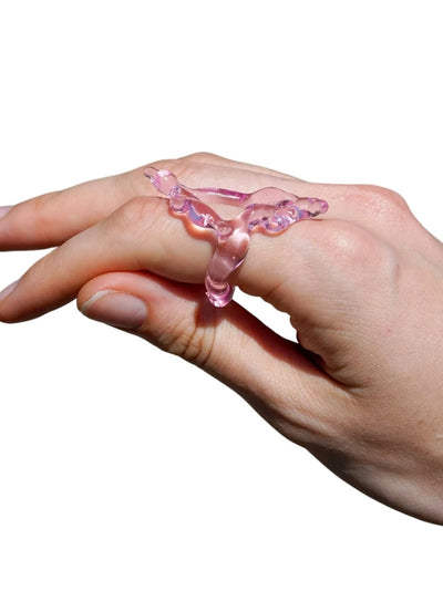 Rombo Sculptural Glass Ring 0111 - Baby Pink-Rain and Rivers-APOC STORE