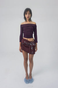draping off-shoulder top purple-Lalameemee-APOC STORE