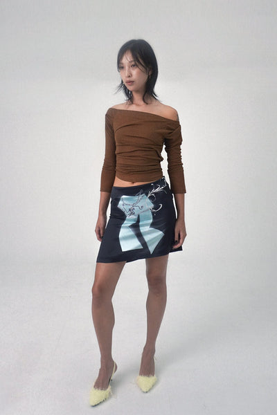 draping off-shoulder top brown-Lalameemee-APOC STORE