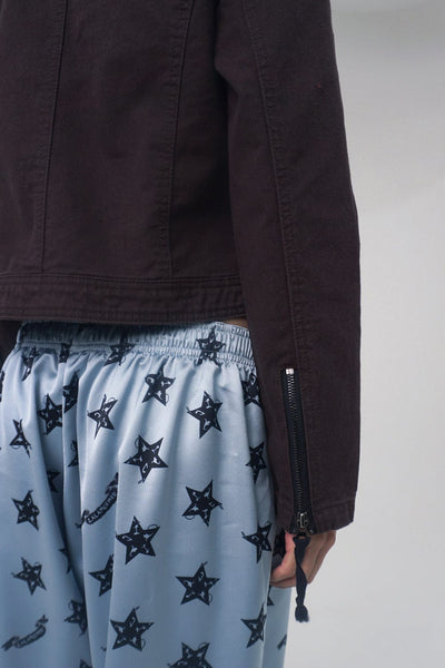 WASHED BIKER JACKET BROWN-Lalameemee-APOC STORE