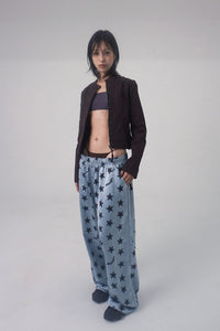 WASHED BIKER JACKET BROWN-Lalameemee-APOC STORE