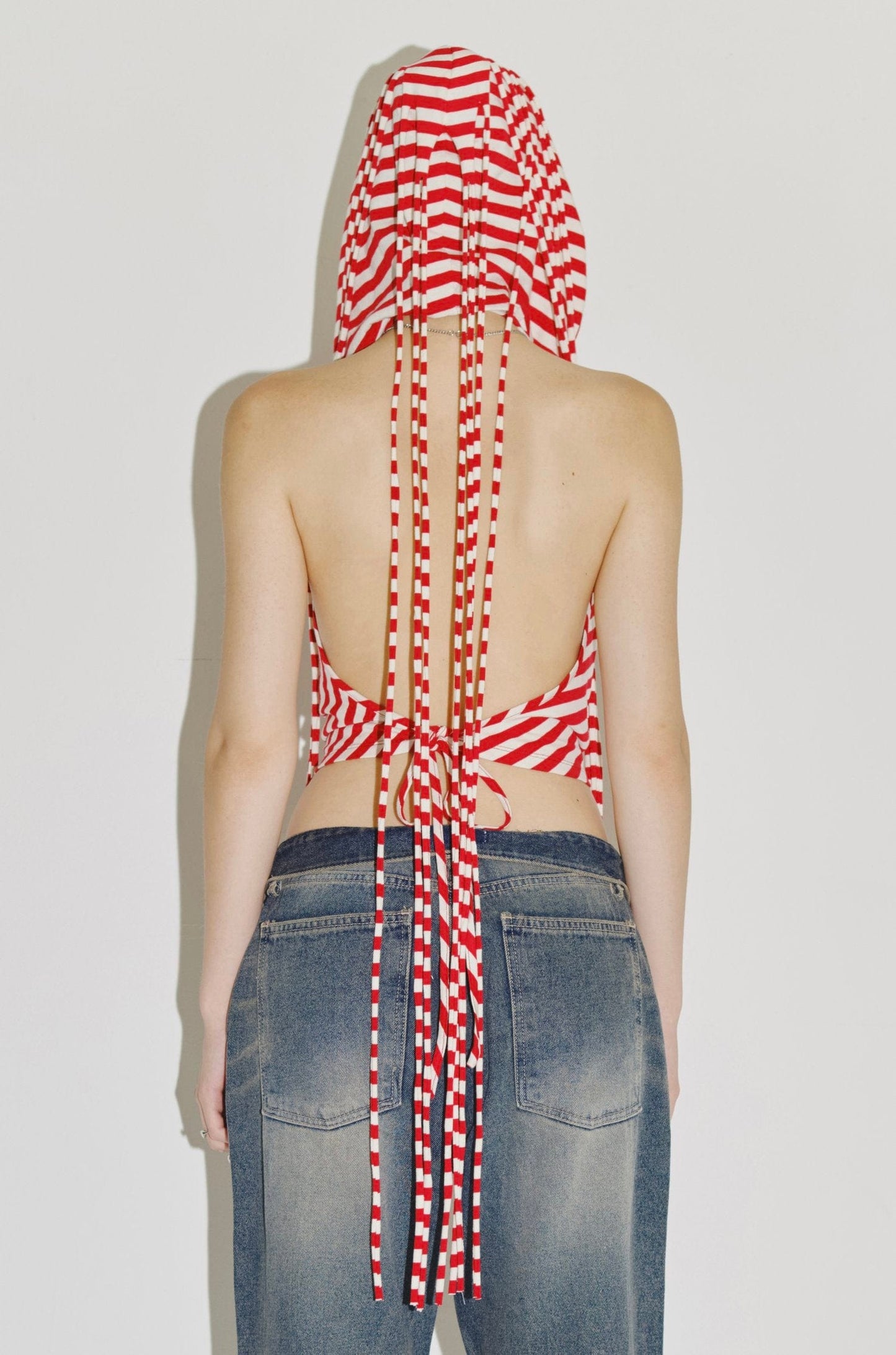 PARACHUTE HOOD HALTER RED/WHITE-Nibgnus-APOC STORE